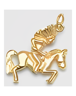 10K Yellow Gold 3D Native Indian Chief with Horse Pendant