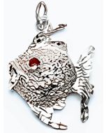Silver Blowfish with Red Eyes Charm