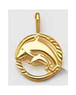 10K Yellow Gold Dolphin and Baby in a Small Circle Charm