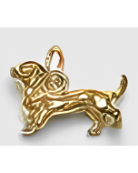10K Yellow Gold Tiny 3D Dachshund Dog Charm