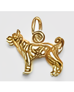 10K Yellow Gold 3D Husky Dog Charm