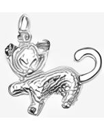 Silver Timid Cat Charm