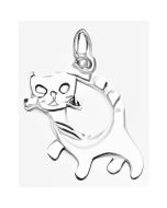 Silver Scared Cat Charm