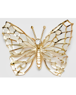 10K Yellow Gold Big Filigree Winged CZ Butterfly Pendant