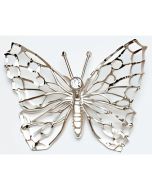 Silver Big Filigree Winged CZ Butterfly Pendant