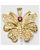 10K Yellow Gold Stone Amethyst Butterfly Pendant