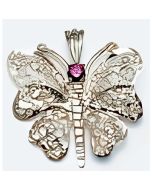 Silver Stone Amethyst Butterfly Pendant