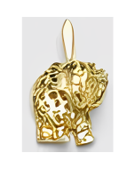 10K Yellow Gold 3D Elephant Pendant