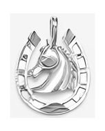 Silver Horse's Head in a Horseshoe Pendant