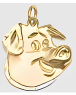 10K Yellow Gold Pig Face Pendant