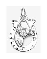 Silver Horse's Head in a Horseshoe Charm