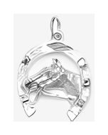 Silver Horse's Head in a Horseshoe Pendant