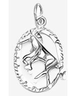 Silver Front Knees Raised Horse in a Circle Charm
