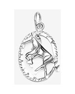 Silver Front Knees Raised Horse in a Circle Charm