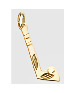 10K Yellow Gold Hockey Stick with Puck Pendant