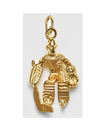 10K Yellow Gold 3D Hockey Goalie Charm