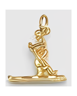 10K Yellow Gold 3D Skier Pendant