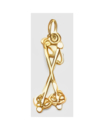 10K Yellow Gold Ski Poles Pendant