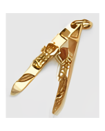 10K Yellow Gold 3D Skis Pendant