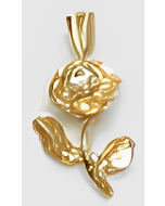 10K Yellow Gold Small Rose with Stone Pendant