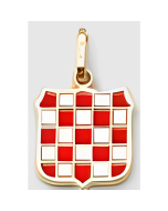 10K Yellow Gold Red and White Enamel Croatia Pendant