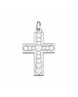 Silver Cross Covered with Tiny Hearts Charm