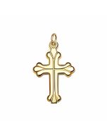 10K Yellow Gold Vines Covered Bottony Cross Charm