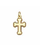 10K Yellow Gold Mini Plain Bottony Cross Pendant