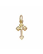 10K Yellow Gold Tiny Bottony Cross Charm