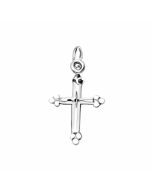 Silver Tiny Bottony Cross Charm