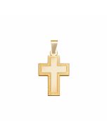 10K Yellow Gold Thick Double Cross Pendant