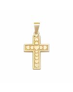 10K Yellow Gold Cross Covered in Hearts Pendant