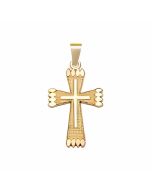 10K Yellow Gold Double Cross Ridged Ends Pendant