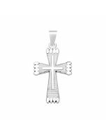 Silver Double Cross Ridged Ends Pendant