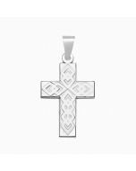 Silver Cross Covered in Intertwined Hearts Pendant