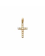 10K Yellow Gold Cross With Stones Pendant