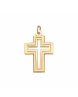 10K Yellow Gold Double Cross Cut Out Pendant