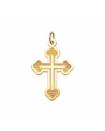 10K Yellow Gold Plain Bottony Cross Charm