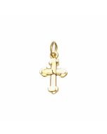 10K Yellow Gold Mini Plain Bottony Cross Charm