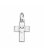 Silver Tiny Cross With Heart Charm