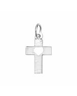 Silver Tiny Cross With Heart Charm