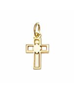 10K Yellow Gold Tiny Cross With Heart Charm