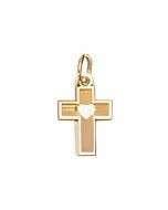 10K Yellow Gold Tiny Cross With Heart Charm