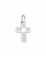 Silver Tiny Cross With Heart Charm