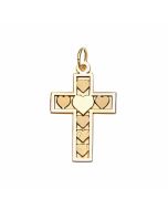 10K Yellow Gold Cross Covered With Hearts Pendant