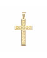 10K Yellow Gold Box Pattern Cross Pendant