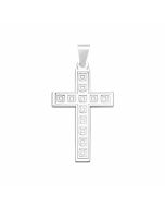 Silver Box Pattern Cross Pendant