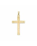 10K Yellow Gold Box Large Decorative Cross Pendant