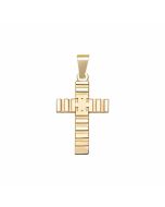 10K Yellow Gold Linear Pattern Cross Pendant