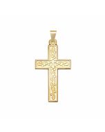 10K Yellow Gold Vine Pattern Cross Pendant